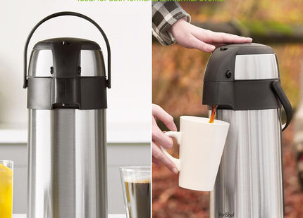 VonShef Stainless Steel Airpot – 3L & 5L Double-Wall Insulated Dispenser