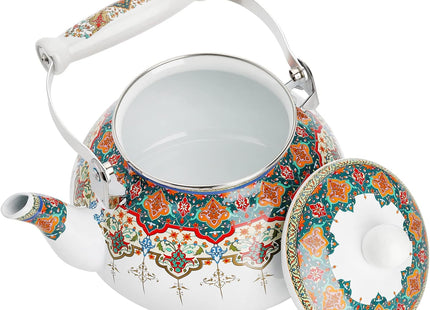 ZOOFOX Ceramic Enamel Tea Kettle – 2.6 Quart Large Floral Teapot