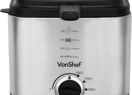 VonShef 1.5L Deep Fat Fryer – Stainless Steel Compact Fryer