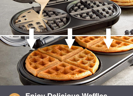 VonShef Double Waffle Maker – 1200W Waffle Machine with Non-Stick Plates