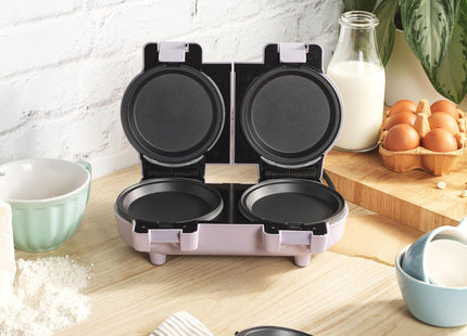 Giles & Posner Double Waffle Maker – Mini Dual Snack Maker, Pastel Purple, 1100W