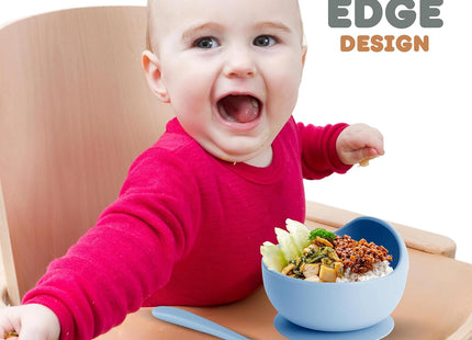 Xabono Baby Suction Plate & Spoon Set – Light Blue