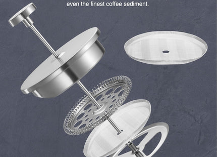 VonShef 12 Cup Cafetiere with 2-in-1 Spoon – 1.5L Stainless Steel