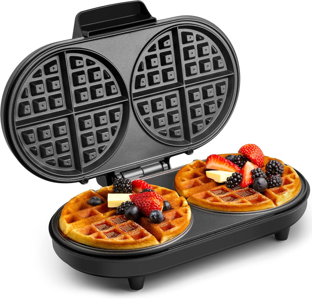 VonShef Double Waffle Maker – 1200W Waffle Machine with Non-Stick Plates