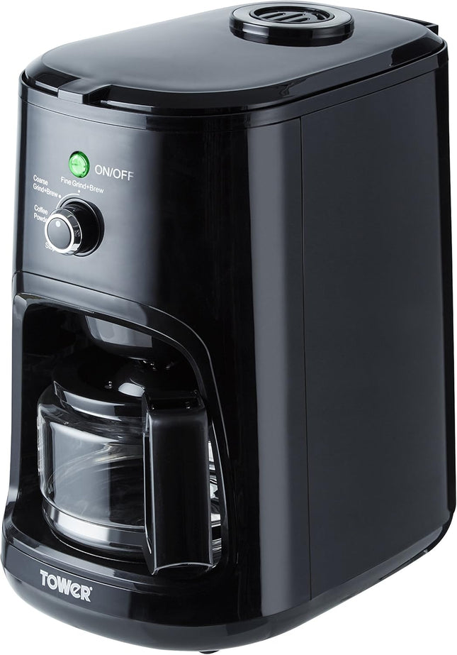 Tower Bean to Cup Filter Coffee Maker with Grinder – 900W, Black - Used