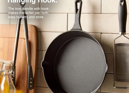 VonShef 10" Cast Iron Skillet – Pre-Seasoned Non-Stick Frying Pan