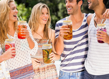 Finew 12-Pack Can Shaped Glasses – 16oz Cups with Bamboo Lids & Straws