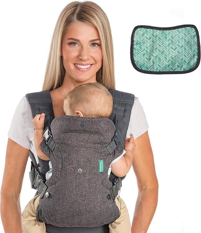 Infantino Flip Advanced 4-in-1 Baby Carrier Grey – Front & Back Carrier with Bib
