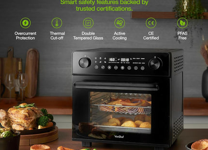 VonShef 18L Air Fryer Oven – 14-in-1 Digital Convection Oven with Rotisserie, 1500W