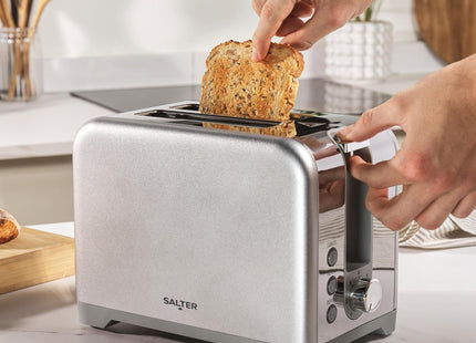 Salter Aspen 2-Slice Toaster – Wide Slots, 7 Browning Levels, 930W, Silver