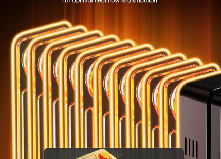 VonHaus 11 Fin Oil Filled Radiator with Timer – 2500W Electric Heater, Black