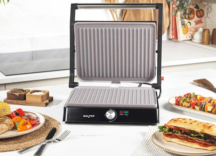 Salter Marblestone Health Grill & Panini Maker 2200W – XL Fold-Out Grill