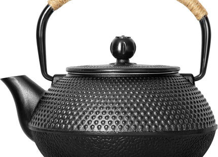 VonShef Cast Iron Teapot – 800ml Japanese Tetsubin with Mesh Infuser – Black