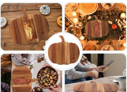 Amosfun Pumpkin-Shaped Wooden Chopping Board – Rustic Serving & Cutting Board
