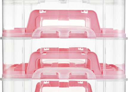 VonShef Cupcake Carrier with Handle – Pink Three Tier Cake Box