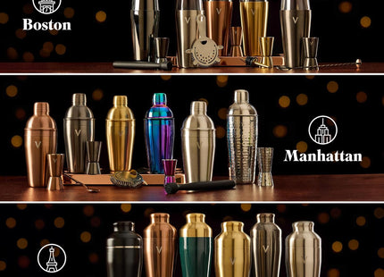 VonShef 6-Piece Boston Cocktail Shaker Set – 550ml Stainless Steel