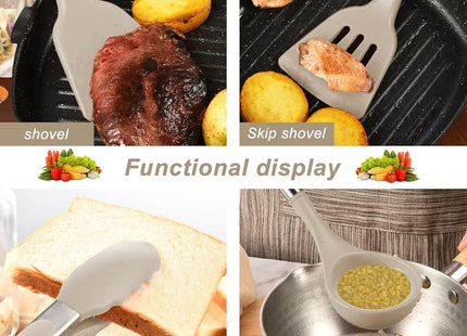 DLD 23-Piece Silicone Kitchen Utensils Set – Stainless Steel Handles – Beige
