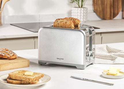 Salter Aspen 2-Slice Toaster – Wide Slots, 7 Browning Levels, 930W, Silver