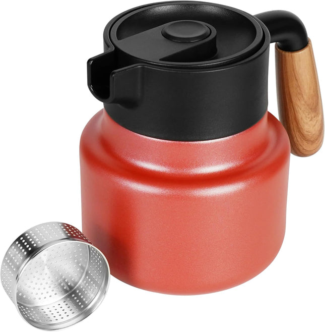 BELLE VOUS 800ml Red Stainless Steel Carafe – Vacuum Insulated Coffee Jug