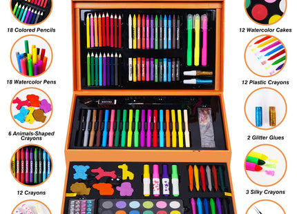 Kiddycolor Deluxe 158-Piece Kids Art Set – with Crayons, Markers, Paints & Stickers