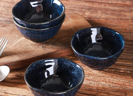Vicrays Ceramic Small Dessert Bowls Set – 10 oz, Set of 6 – Starry Blue