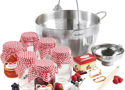 VonShef Jam Making Kit – 9L Induction Safe Maslin Pan (Label Not Included)