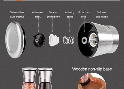 LessMo Salt & Pepper Grinder Set – 2-Piece Manual Mills with Adjustable Ceramic Grinder