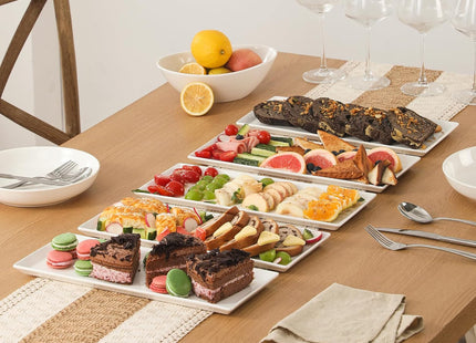 DOWAN Large Porcelain Serving Platters – Set of 4 – White