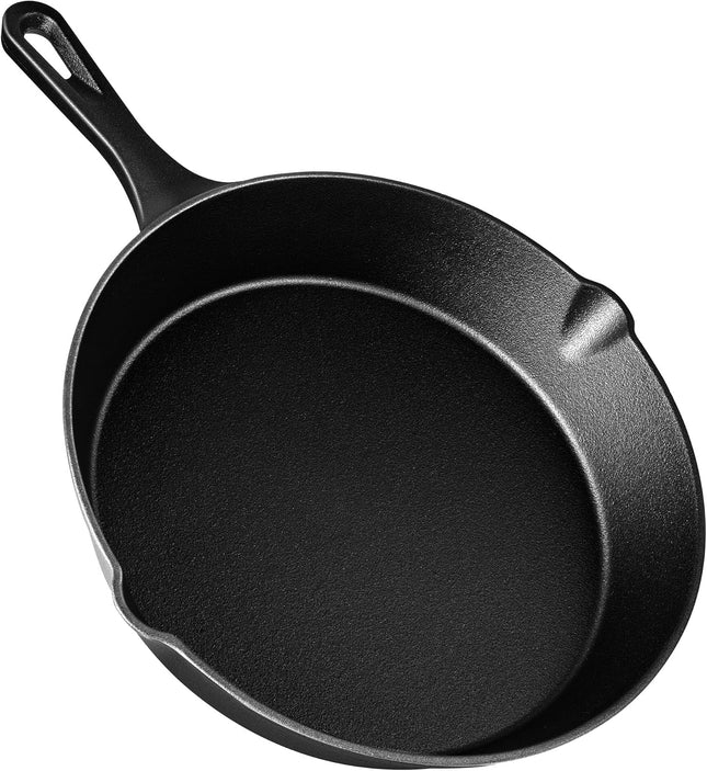 VonShef 10" Cast Iron Skillet – Pre-Seasoned Non-Stick Frying Pan
