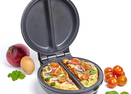 VonShef Omelette Maker – 750W Dual Chamber Cooker with Non-Stick Plates