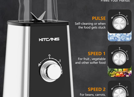Kitcanis 800W 3-in-1 Smoothie Blender – Portable Mixer with Speeds & Grinder