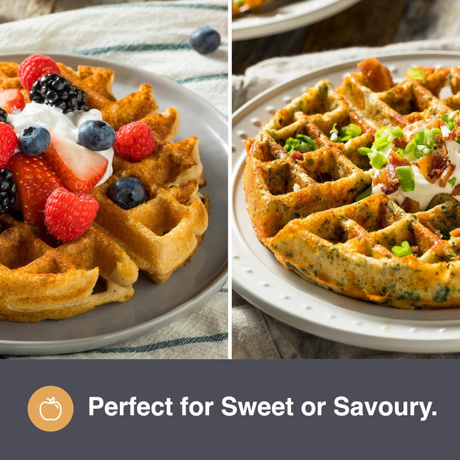 VonShef Double Waffle Maker – 1200W Waffle Machine with Non-Stick Plates