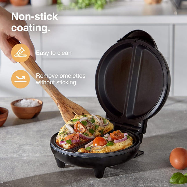 VonShef Omelette Maker – 750W Dual Chamber Cooker with Non-Stick Plates