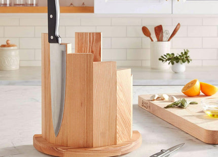 Uniharpa Wooden Semi-Circular 360° Magnetic Knife Block Holder