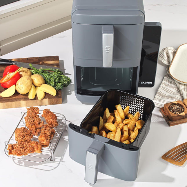 Salter VertiLayer Stackable Air Fryer – 9L Dual Drawer, 4-Layer Cooking, 2400W
