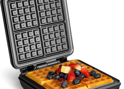 VonShef Large 4 Slice Waffle Maker – 1100W, Non-Stick Plates – Silver
