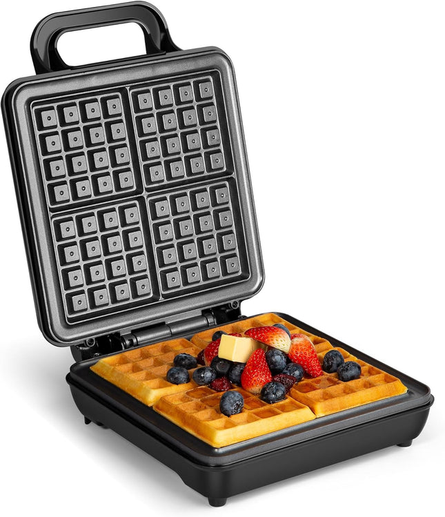 VonShef Large 4 Slice Waffle Maker – 1100W, Non-Stick Plates – Silver