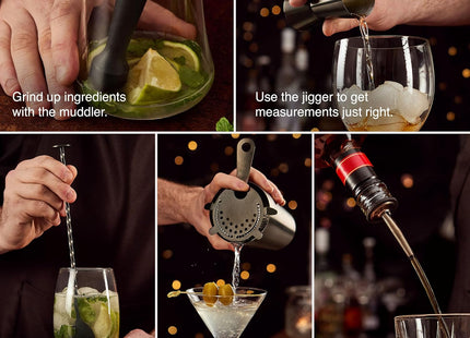 VonShef 6-Piece Boston Cocktail Shaker Set – 550ml Stainless Steel