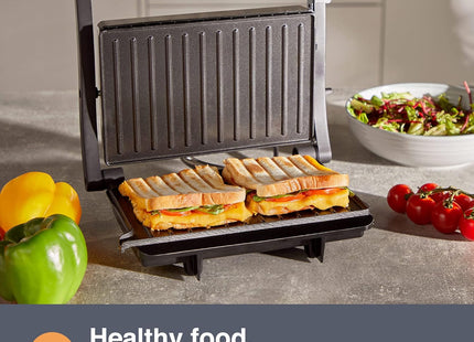 VonShef Panini Press Grill – 2 Slice Sandwich Toaster, 1000W –  Black