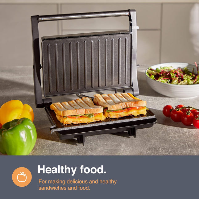 VonShef Panini Press Grill – 2 Slice Sandwich Toaster, 1000W –  Black