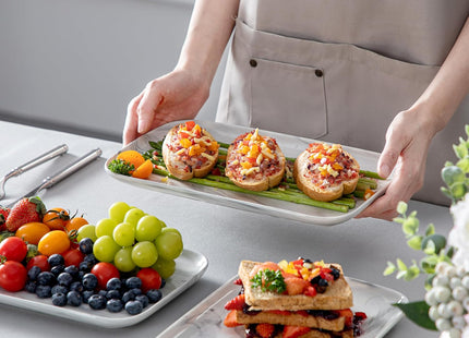 MALACASA 4-Piece Porcelain Serving Platter Set – Marble Grey (12x7 Inch)