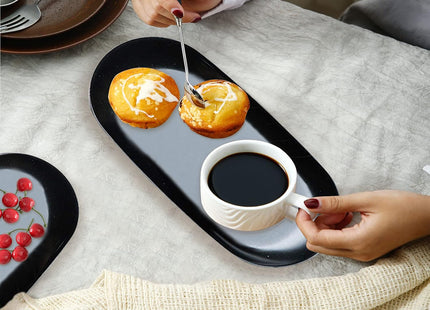 Hioph 2‑Pack Black Stainless Steel Serving Trays – 9" for Tea, Coffee & Snacks