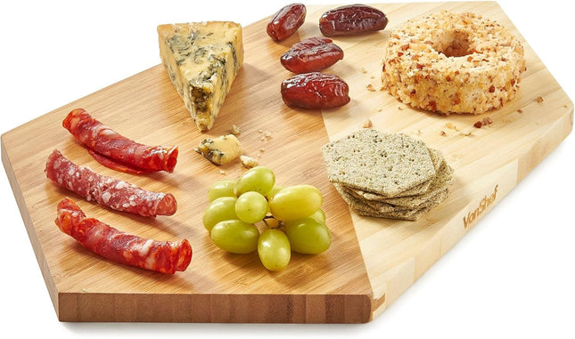 VonShef Bamboo Cheese Board – Geometric Hexagonal Serving Board
