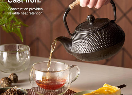 VonShef Cast Iron Teapot – 800ml Japanese Tetsubin with Mesh Infuser – Black