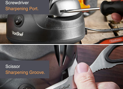VonShef Electric Knife Sharpener – Scissor Sharpener with Screwdriver Groove
