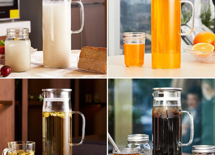 Yirilan 1.5L Borosilicate Glass Jug with Stainless Steel Lid