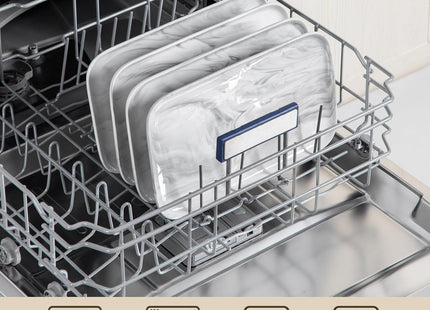 MALACASA 4-Piece Porcelain Serving Platter Set – Marble Grey (12x7 Inch)