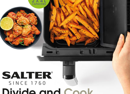 Salter Fuzion Dual Air Fryer – 8L XL Capacity with Removable Divider, 1700W