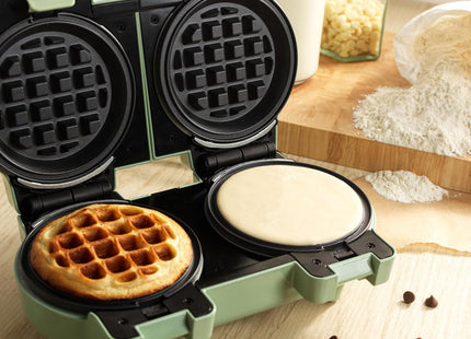 Giles & Posner Non-Stick Double Mini Waffle Maker, 11.5cm, 1100 W – Pastel Green