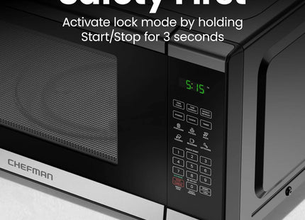 Chefman 20L 800W Microwave Oven with Mirror Finish – Digital Controls - Black